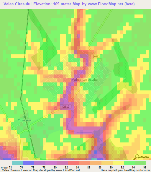 Valea Ciresului,Romania Elevation Map