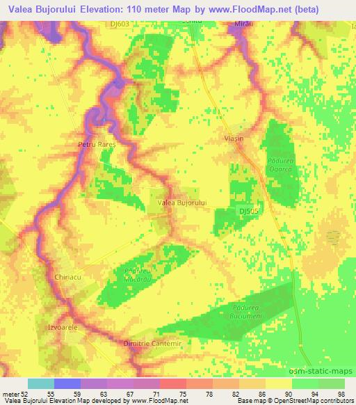 Valea Bujorului,Romania Elevation Map