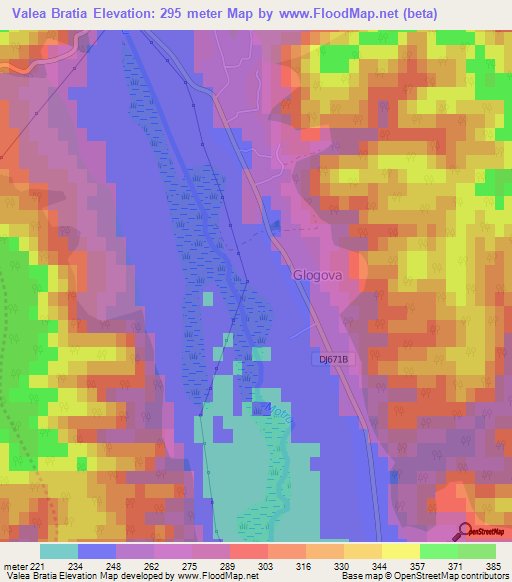 Valea Bratia,Romania Elevation Map