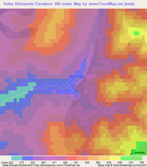 Valea Bolvasnita,Romania Elevation Map