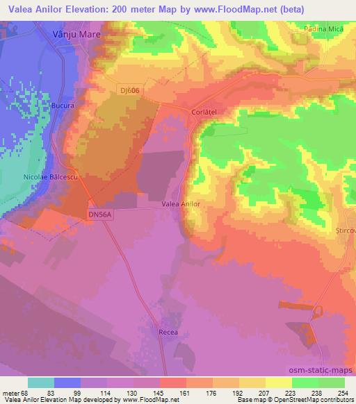 Valea Anilor,Romania Elevation Map