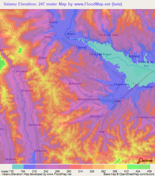 Vaianu,Romania Elevation Map