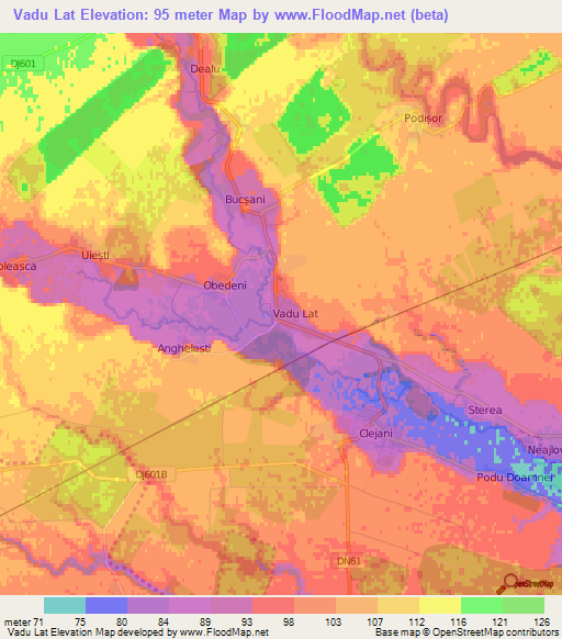 Vadu Lat,Romania Elevation Map