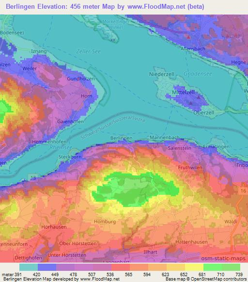 Berlingen,Switzerland Elevation Map