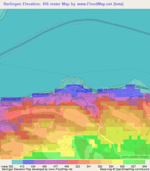 Berlingen,Switzerland Elevation Map