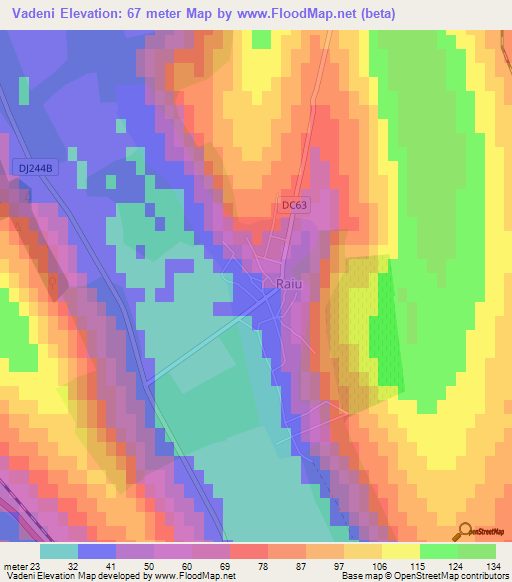 Vadeni,Romania Elevation Map