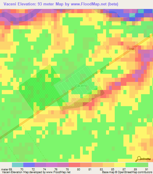 Vaceni,Romania Elevation Map