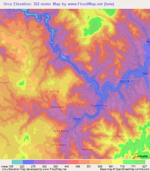 Urcu,Romania Elevation Map