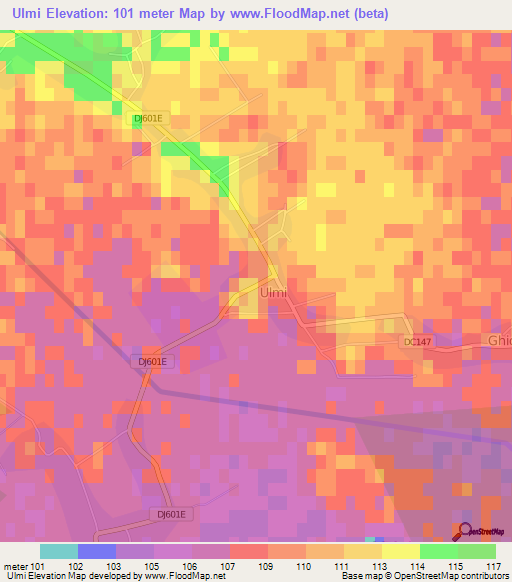 Ulmi,Romania Elevation Map