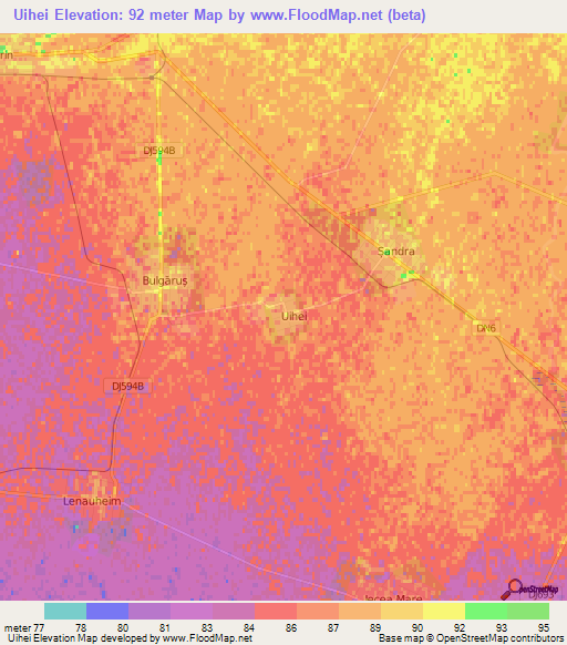 Uihei,Romania Elevation Map