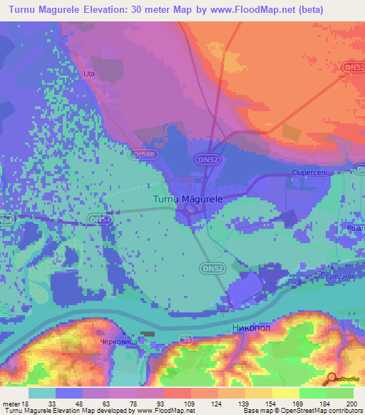 Turnu Magurele,Romania Elevation Map