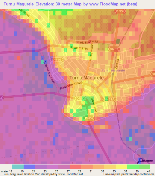 Turnu Magurele,Romania Elevation Map