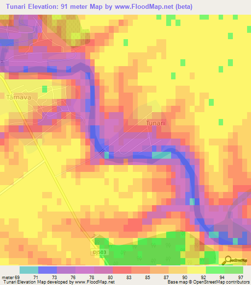 Tunari,Romania Elevation Map