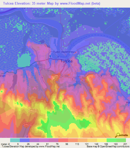 Tulcea,Romania Elevation Map