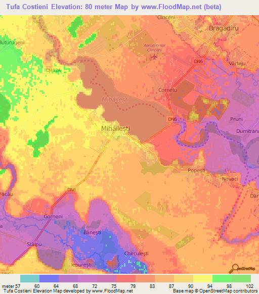 Tufa Costieni,Romania Elevation Map