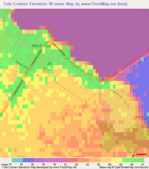 Tufa Costieni,Romania Elevation Map