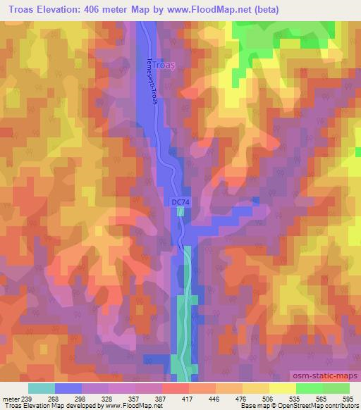 Troas,Romania Elevation Map