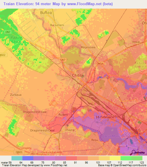 Traian,Romania Elevation Map