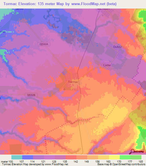 Tormac,Romania Elevation Map