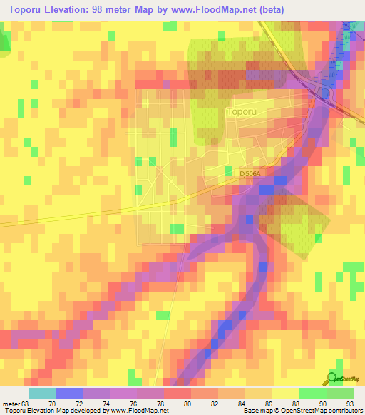 Toporu,Romania Elevation Map