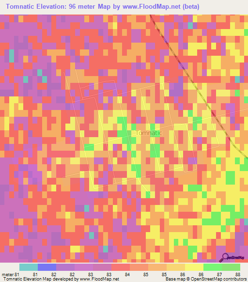 Tomnatic,Romania Elevation Map