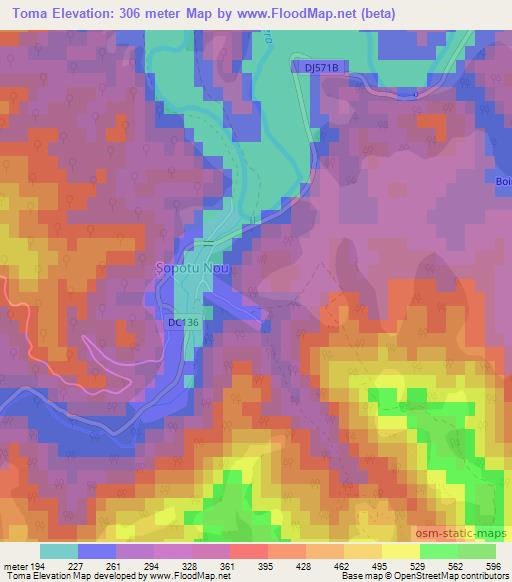 Toma,Romania Elevation Map