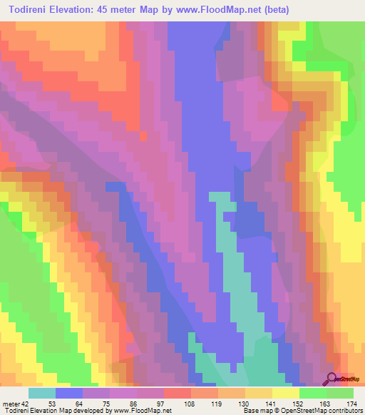 Todireni,Romania Elevation Map