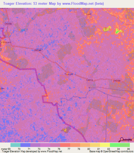 Toager,Romania Elevation Map