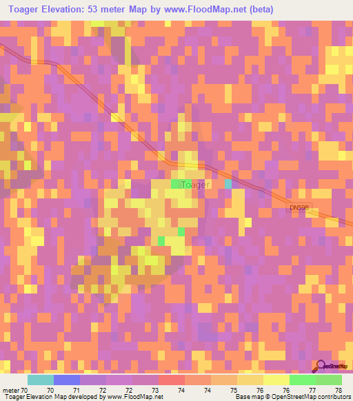 Toager,Romania Elevation Map