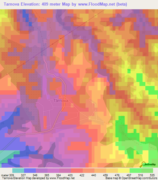 Tarnova,Romania Elevation Map