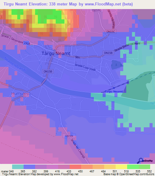 Tirgu Neamt,Romania Elevation Map