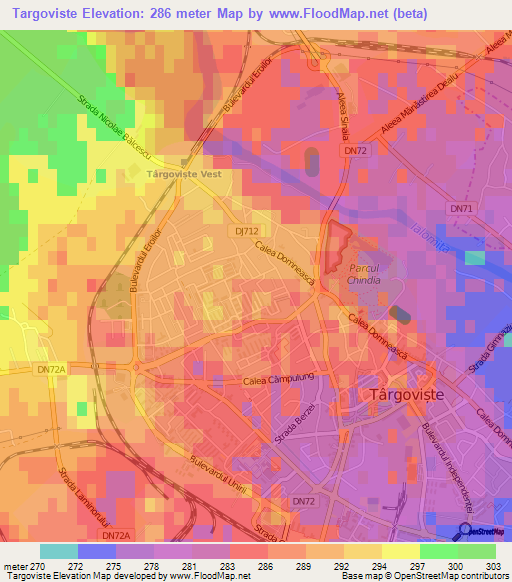 Targoviste,Romania Elevation Map