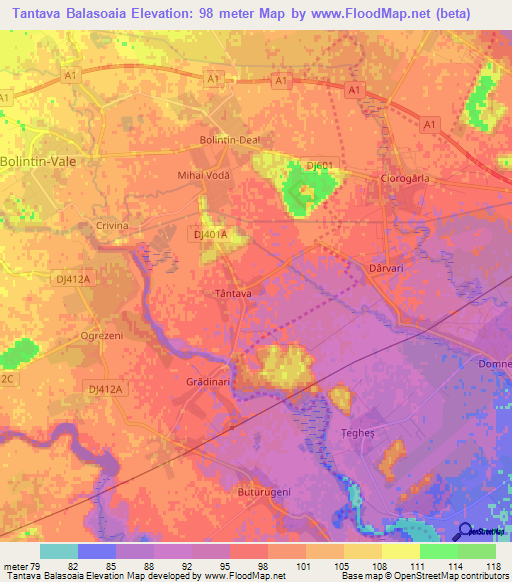 Tantava Balasoaia,Romania Elevation Map
