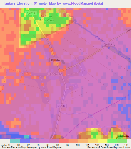 Tantava,Romania Elevation Map