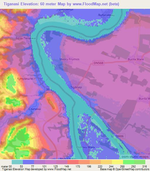 Tiganasi,Romania Elevation Map