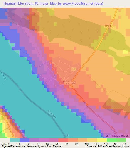 Tiganasi,Romania Elevation Map