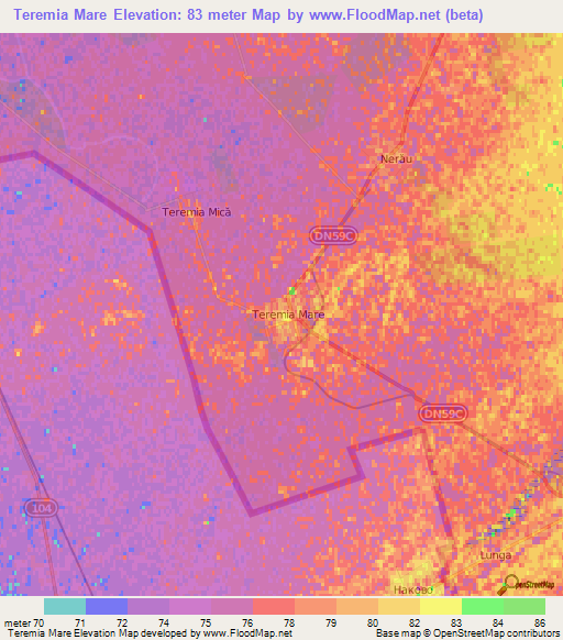 Teremia Mare,Romania Elevation Map