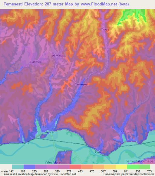 Temesesti,Romania Elevation Map