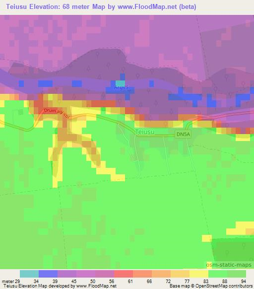 Teiusu,Romania Elevation Map