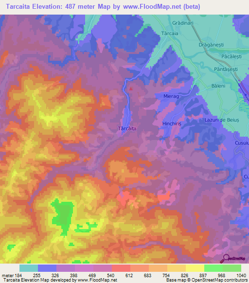 Tarcaita,Romania Elevation Map