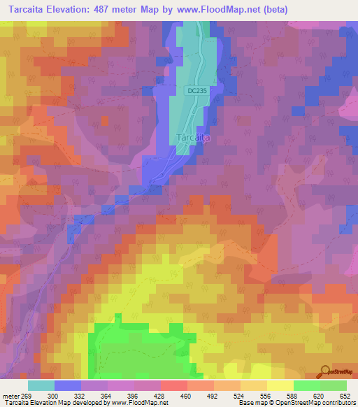 Tarcaita,Romania Elevation Map