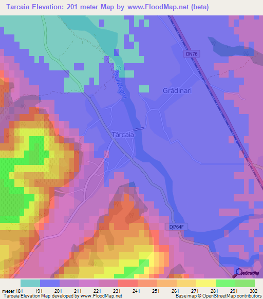 Tarcaia,Romania Elevation Map