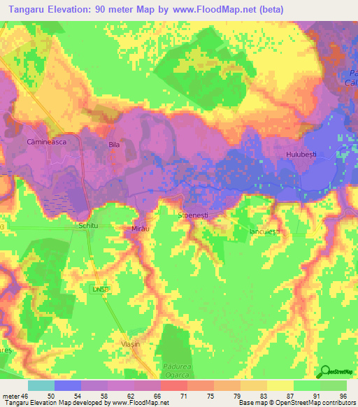 Tangaru,Romania Elevation Map