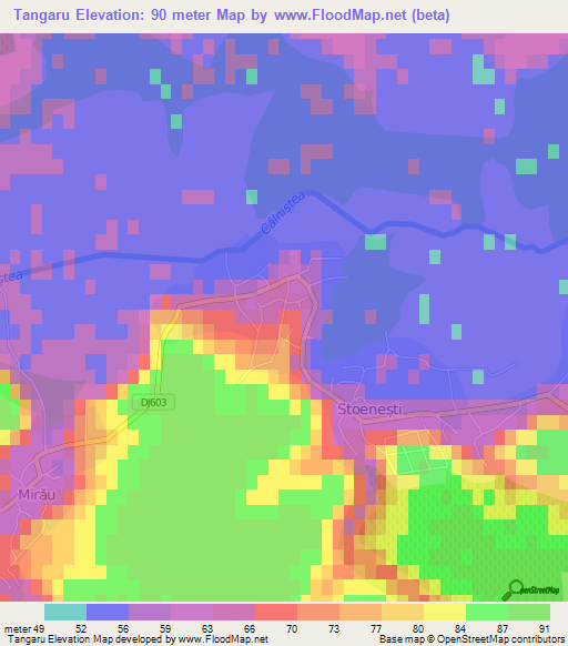 Tangaru,Romania Elevation Map