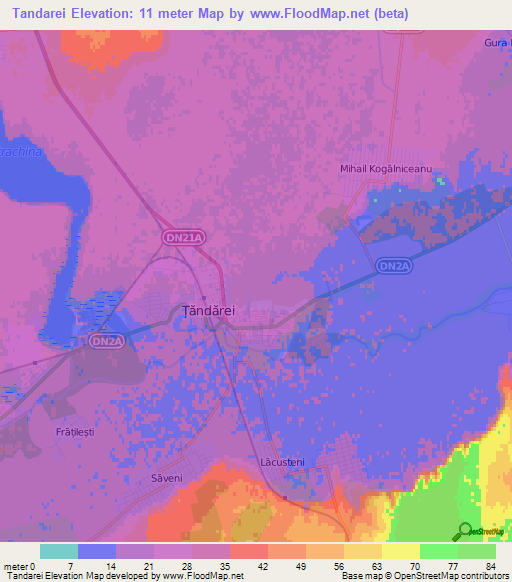 Tandarei,Romania Elevation Map