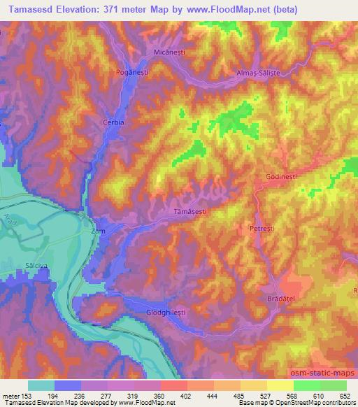 Tamasesd,Romania Elevation Map