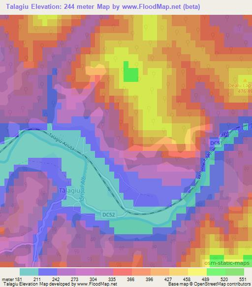 Talagiu,Romania Elevation Map