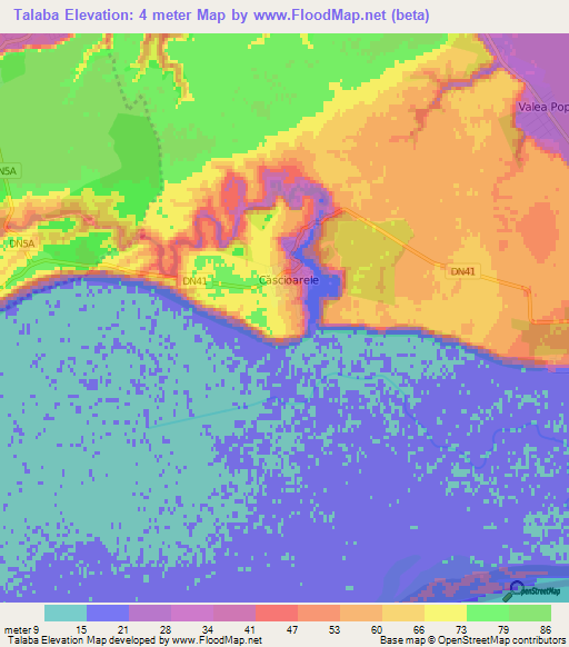 Talaba,Romania Elevation Map