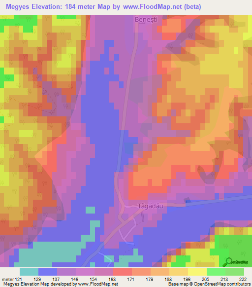 Megyes,Romania Elevation Map