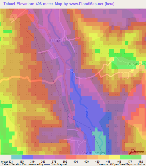 Tabaci,Romania Elevation Map